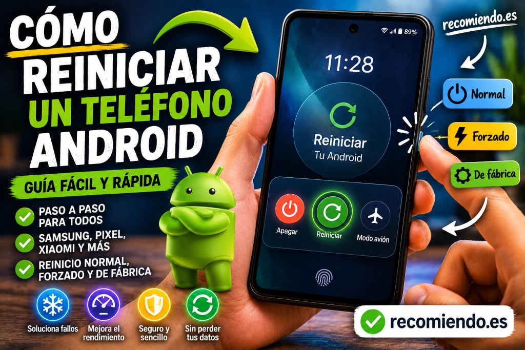 Cómo reiniciar un teléfono Android: normal, forzado y de fábrica